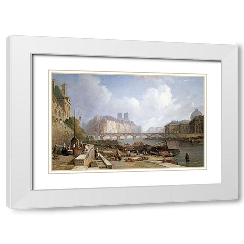 A View of Ile De La Cite, Paris White Modern Wood Framed Art Print with Double Matting by Stanley, Colet Robert