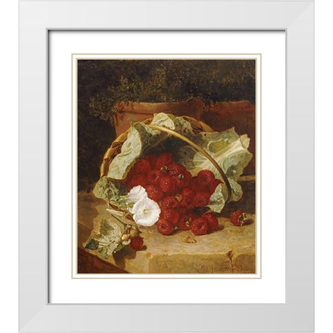 Raspberries White Modern Wood Framed Art Print with Double Matting by Stannard, Eloise Harriet