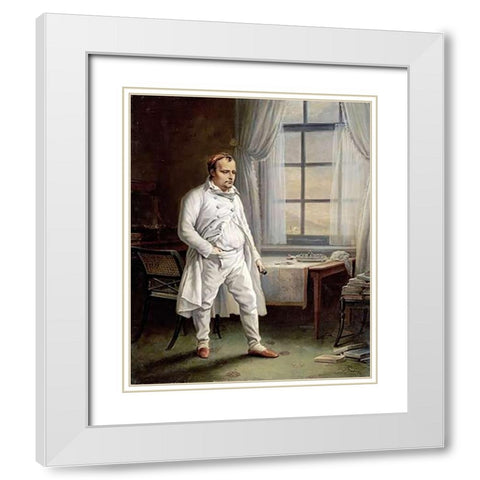 Napoleon On St. Helena White Modern Wood Framed Art Print with Double Matting by Steuben, Charles Auguste