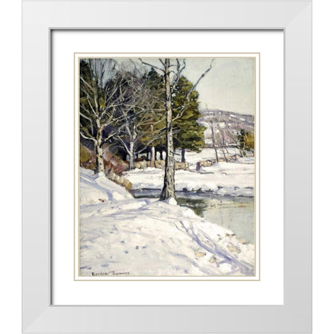 The Old Stone Wall White Modern Wood Framed Art Print with Double Matting by Symons, George Gardiner