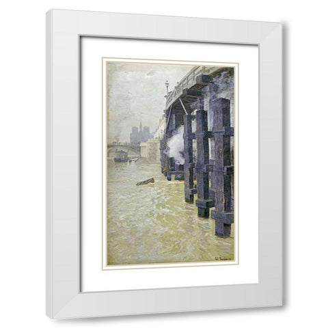 The Seine In December White Modern Wood Framed Art Print with Double Matting by Thaulow, Fritz