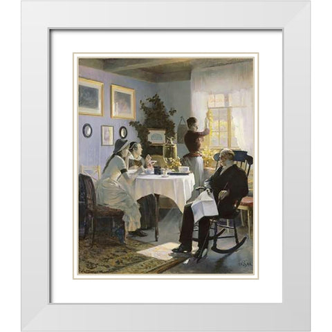 A Sunday Afternoon White Modern Wood Framed Art Print with Double Matting by Thomsen, Carl