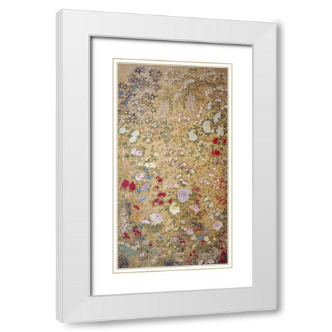 One Hundred Flowers White Modern Wood Framed Art Print with Double Matting by Tingxi, Jiang