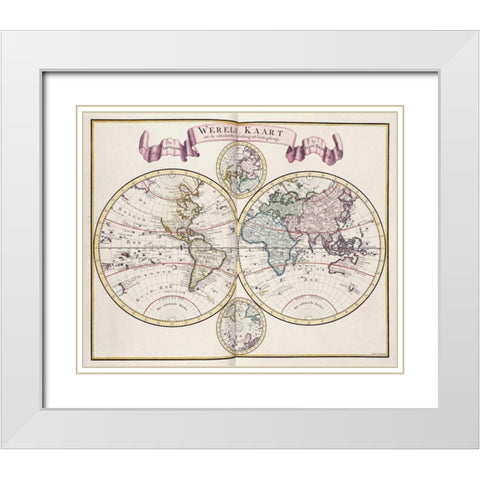 Nieue Hand-Atlas White Modern Wood Framed Art Print with Double Matting by Tirion, Isaak