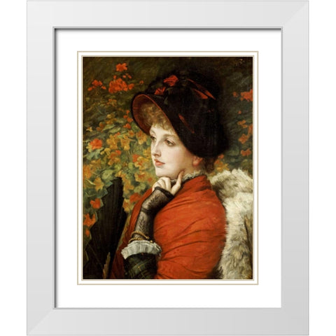 Type of Beauty White Modern Wood Framed Art Print with Double Matting by Tissot, James Jacques