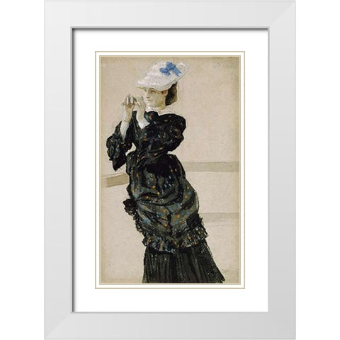 The Captains Daughter White Modern Wood Framed Art Print with Double Matting by Tissot, James Jacques
