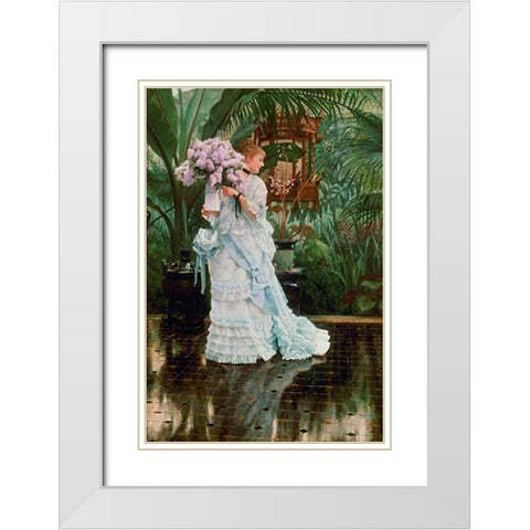 The Bunch of Lilacs White Modern Wood Framed Art Print with Double Matting by Tissot, James Jacques