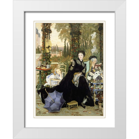 Une Veuve. a Widow White Modern Wood Framed Art Print with Double Matting by Tissot, James Jacques