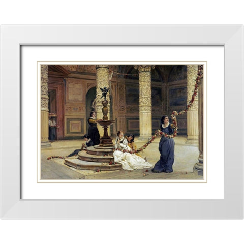 The Morning of The Festival White Modern Wood Framed Art Print with Double Matting by Topham, Frank Willima Warwick