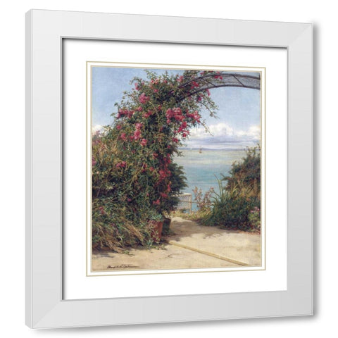A Garden By The Sea White Modern Wood Framed Art Print with Double Matting by Topham, Frank Willima Warwick