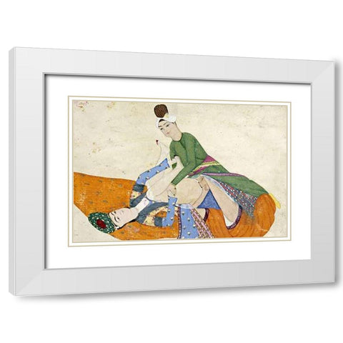 An Erotic Scene White Modern Wood Framed Art Print with Double Matting by Turkey, Abdullah Bokhari