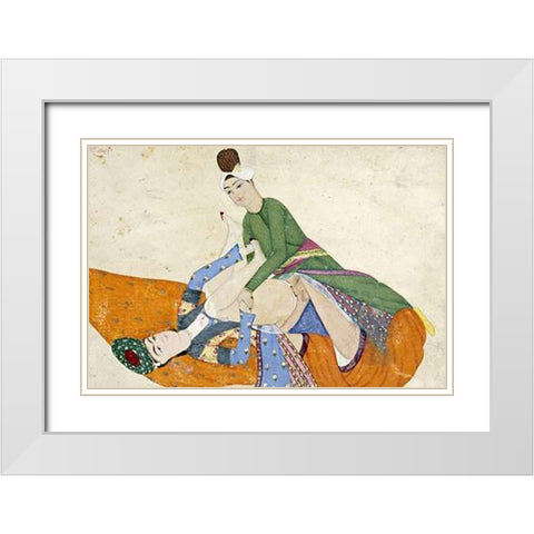 An Erotic Scene White Modern Wood Framed Art Print with Double Matting by Turkey, Abdullah Bokhari