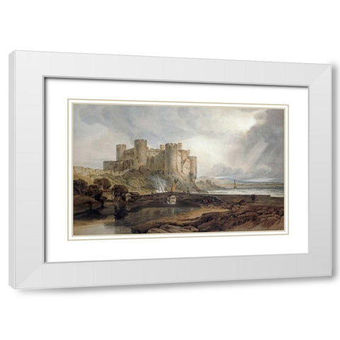 Conway Castle White Modern Wood Framed Art Print with Double Matting by Turner, Joseph M.W.