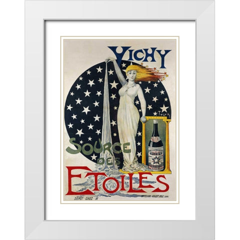 Vichy, Source Des Etoiles White Modern Wood Framed Art Print with Double Matting by Unknown