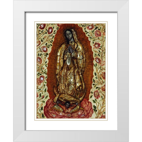 The Virgin of Guadeloupe White Modern Wood Framed Art Print with Double Matting by Unknown