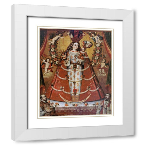 Our Lady of The Rosary White Modern Wood Framed Art Print with Double Matting by Unknown