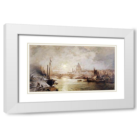 The Pool of London White Modern Wood Framed Art Print with Double Matting by Unterberger, Franz Richard