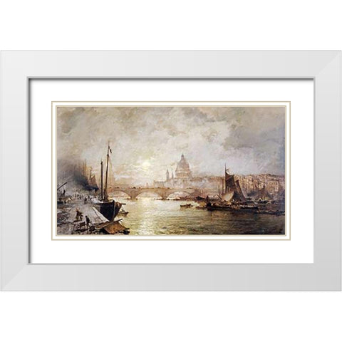 The Pool of London White Modern Wood Framed Art Print with Double Matting by Unterberger, Franz Richard