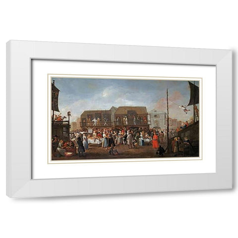 Bartholomew Fair White Modern Wood Framed Art Print with Double Matting by Heemskerk, Egbert Van