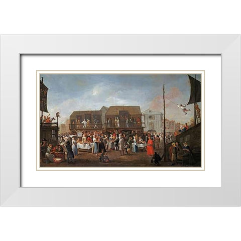 Bartholomew Fair White Modern Wood Framed Art Print with Double Matting by Heemskerk, Egbert Van