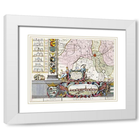 Large Wall Map of Groningen. W. and F White Modern Wood Framed Art Print with Double Matting by Helpen, Coenders Van