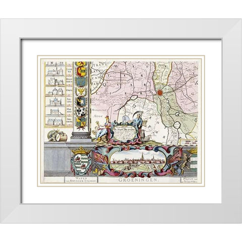 Large Wall Map of Groningen. W. and F White Modern Wood Framed Art Print with Double Matting by Helpen, Coenders Van