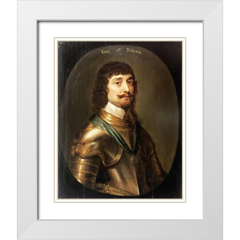 Portrait of Frederick V White Modern Wood Framed Art Print with Double Matting by Van Honthorst, Gerrit