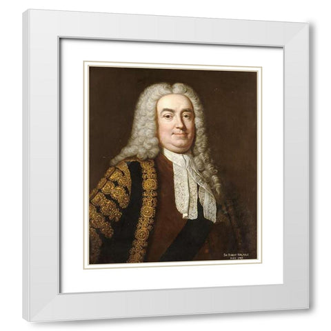 Portrait of Sir Robert Walpole White Modern Wood Framed Art Print with Double Matting by Van Loo, Jean Baptiste