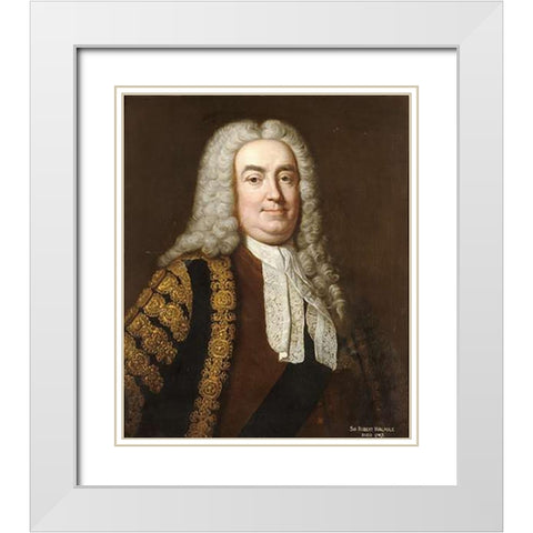 Portrait of Sir Robert Walpole White Modern Wood Framed Art Print with Double Matting by Van Loo, Jean Baptiste