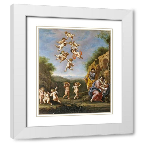 The Rest On The Flight Into Egypt White Modern Wood Framed Art Print with Double Matting by Nieulandt, Adriaen Van