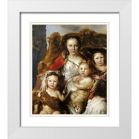 A Pastoral Group Portrait White Modern Wood Framed Art Print with Double Matting by Van Noordt, Jan