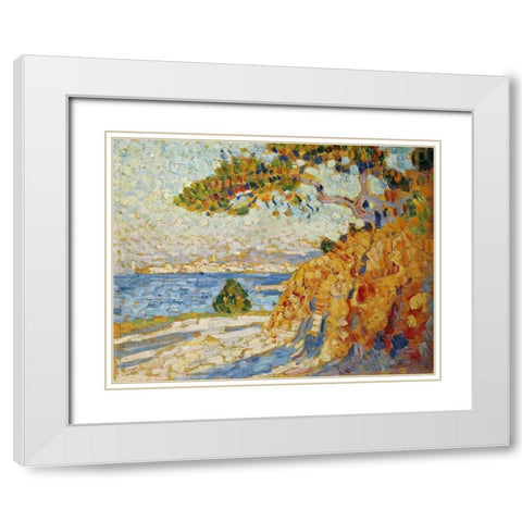 Countryside at Noon White Modern Wood Framed Art Print with Double Matting by Van Rysselberghe, Theo