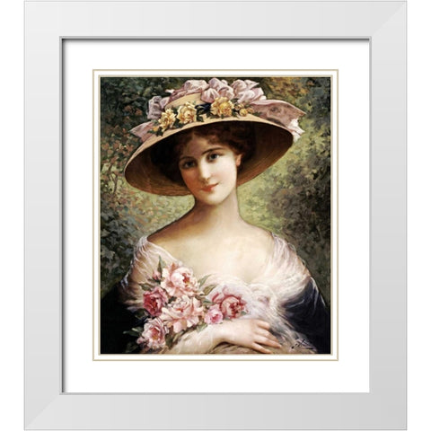The Fancy Bonnet White Modern Wood Framed Art Print with Double Matting by Vernon, Emile