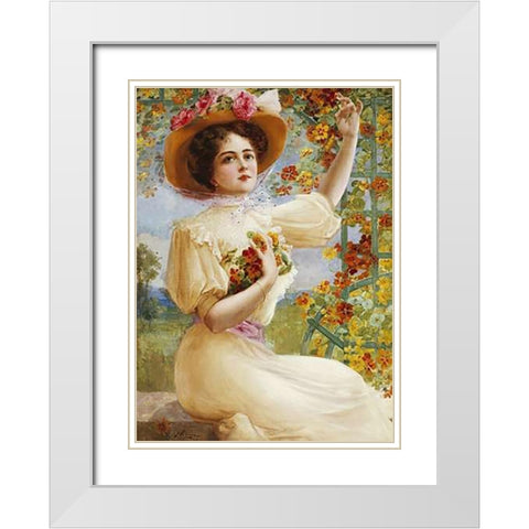 A Summer Beauty White Modern Wood Framed Art Print with Double Matting by Vernon, Emile