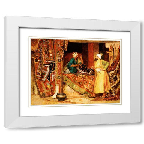 Carpet Seller White Modern Wood Framed Art Print with Double Matting by Vibert, Jean Georges
