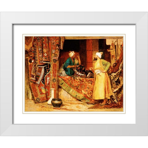 Carpet Seller White Modern Wood Framed Art Print with Double Matting by Vibert, Jean Georges