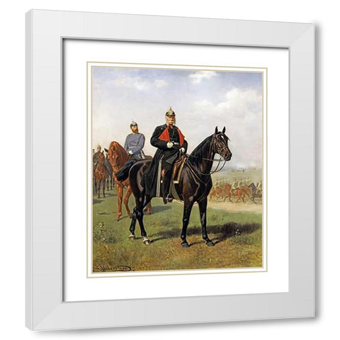 The Battle of Konigsgratz, 1864 White Modern Wood Framed Art Print with Double Matting by Volkers, Emil