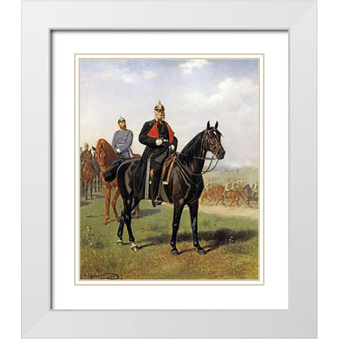 The Battle of Konigsgratz, 1864 White Modern Wood Framed Art Print with Double Matting by Volkers, Emil