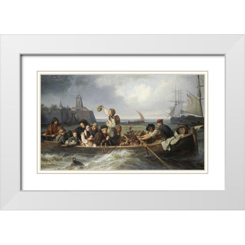 Emigration To America White Modern Wood Framed Art Print with Double Matting by Vokmar, Antonie