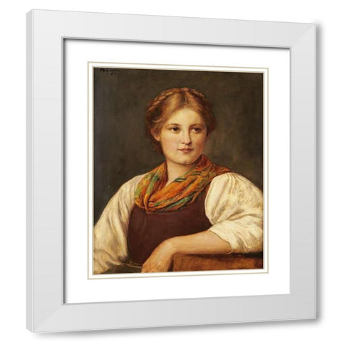A Bavarian Peasant Girl White Modern Wood Framed Art Print with Double Matting by Von Defregger, Franz