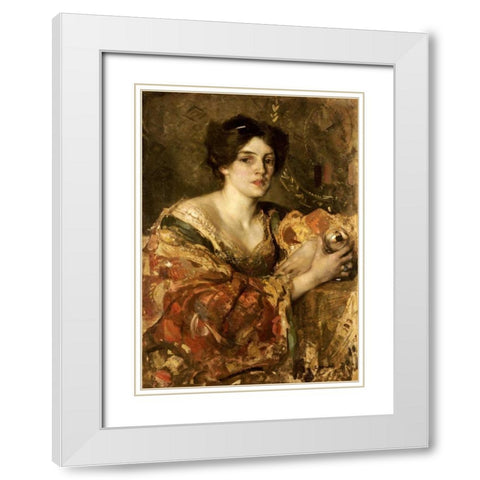 The Fortune Teller, Miss Jane Aitken White Modern Wood Framed Art Print with Double Matting by Walton, Edward Arthur