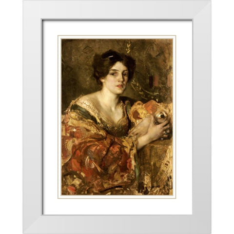 The Fortune Teller, Miss Jane Aitken White Modern Wood Framed Art Print with Double Matting by Walton, Edward Arthur