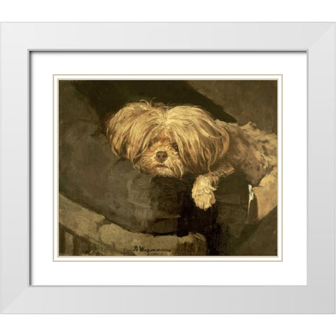 Resting White Modern Wood Framed Art Print with Double Matting by Wegmann, Bertha