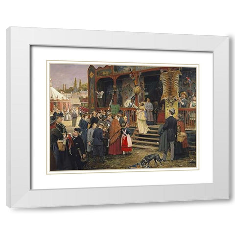 A Fair In Berlin White Modern Wood Framed Art Print with Double Matting by Welz, Carl