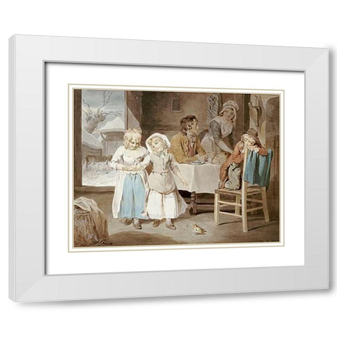 The Pet Robin White Modern Wood Framed Art Print with Double Matting by Wheatley, Francis