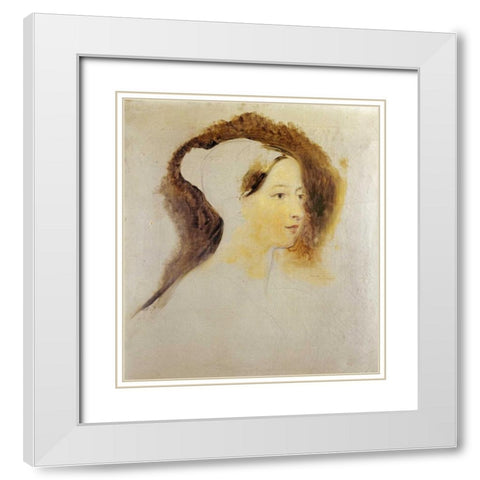 Portrait of Queen Victoria White Modern Wood Framed Art Print with Double Matting by Wilkie, Sir David