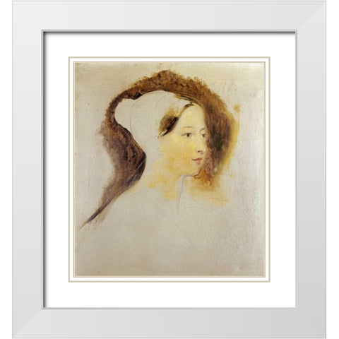 Portrait of Queen Victoria White Modern Wood Framed Art Print with Double Matting by Wilkie, Sir David