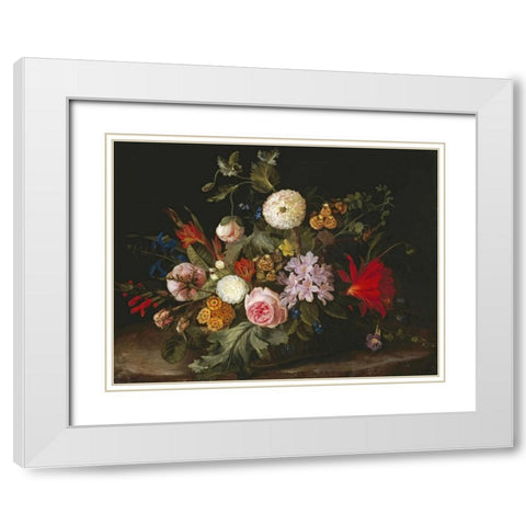 A Basket With Flowers White Modern Wood Framed Art Print with Double Matting by Wittusen, Laura Margarethen