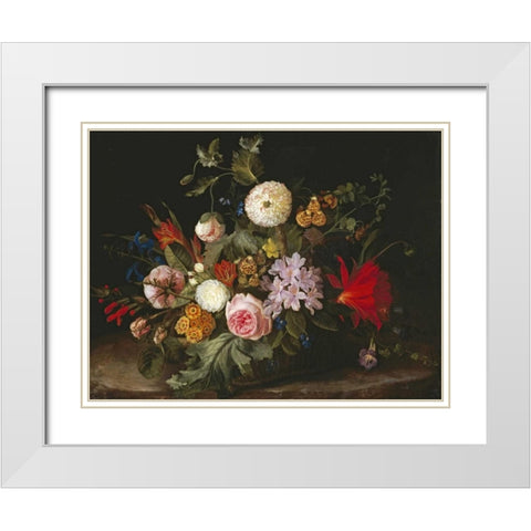 A Basket With Flowers White Modern Wood Framed Art Print with Double Matting by Wittusen, Laura Margarethen