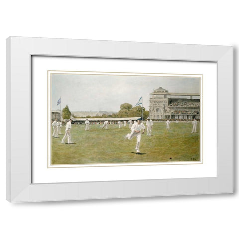 Cricket at Lords White Modern Wood Framed Art Print with Double Matting by Wollen, W.B.